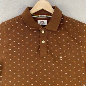 Basics Muscle Fit Polo Shirt Mens Medium Brown Preppy Retro Monogram Y2K
